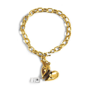 Matching Heart + Arrow Locket and Bracelet Gift Set - Gold